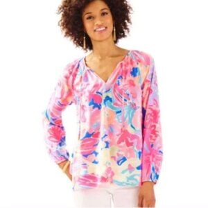 Lilly Pulitzer Colorful Willa Blouse Playa Hermosa Top Size XS NEW